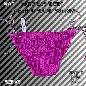 Victoria's Secret Pink Black Polkadot Teeny Ruched Cheeky Itsy Bikini Bottom XS